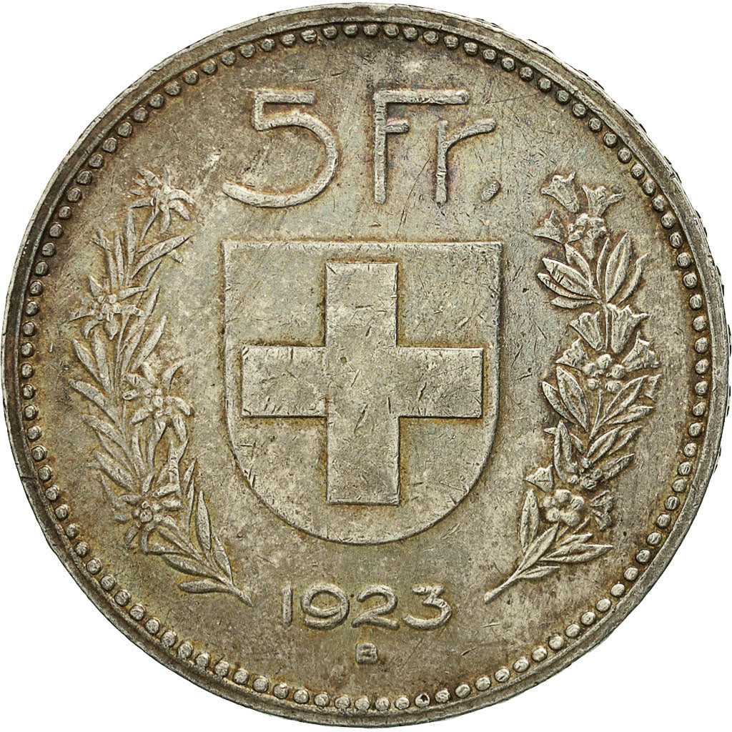 Coin, Switzerland, 5 Francs, 1923, Bern, EF(40-45), Silver, KM:37