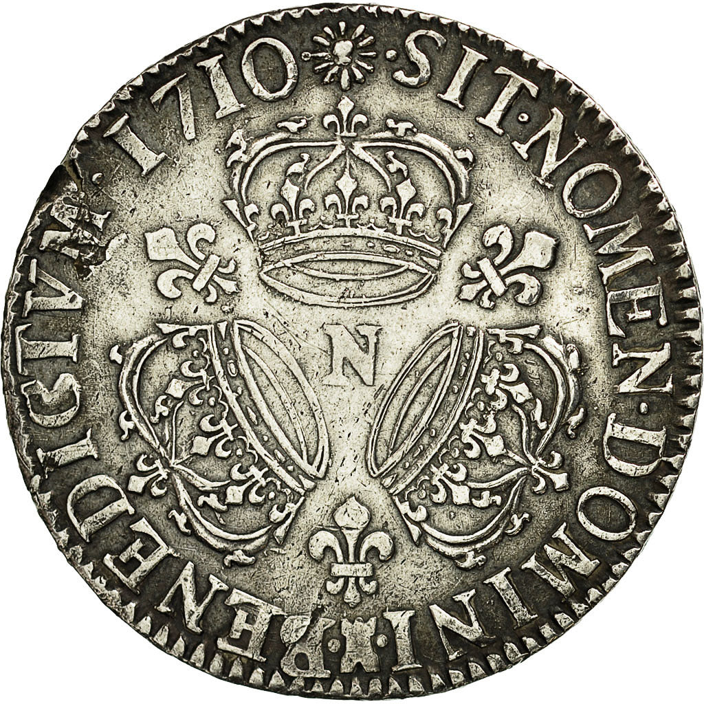 Munten, Frankrijk, Louis XIV, Écu aux 3 couronnes, Ecu, 1710, Montpellier, ZF