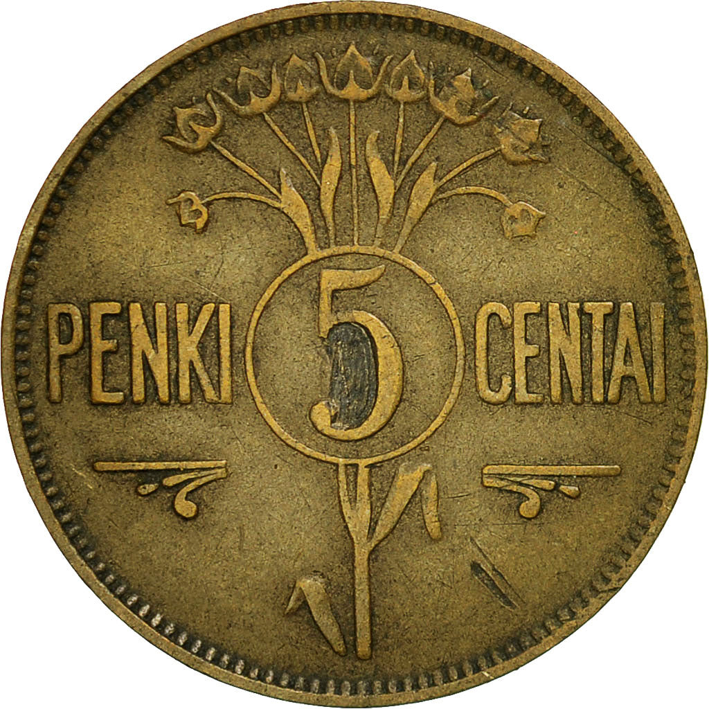 Coin, Lithuania, 5 Centai, 1925, King's Norton, EF(40-45), Aluminum-Bronze