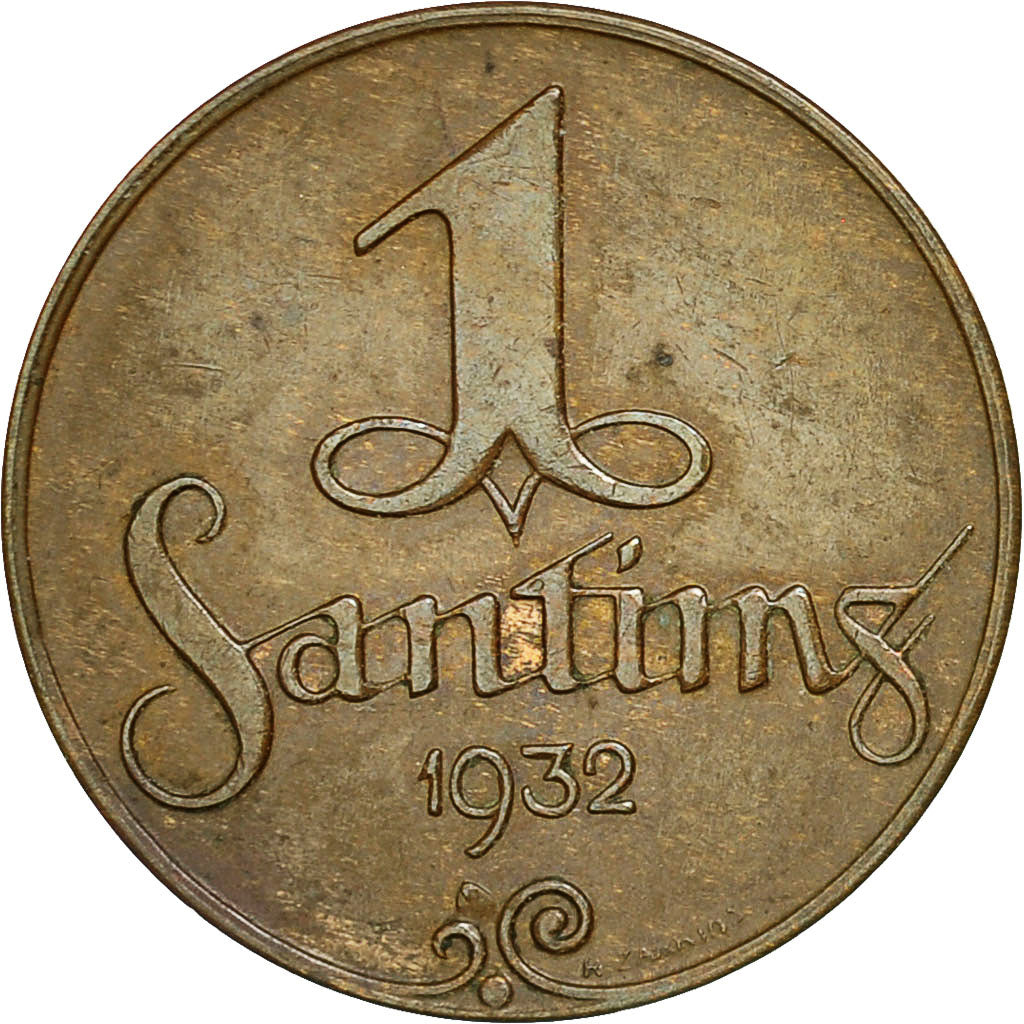 Coin, Latvia, Santims, 1932, AU(55-58), Bronze, KM:1