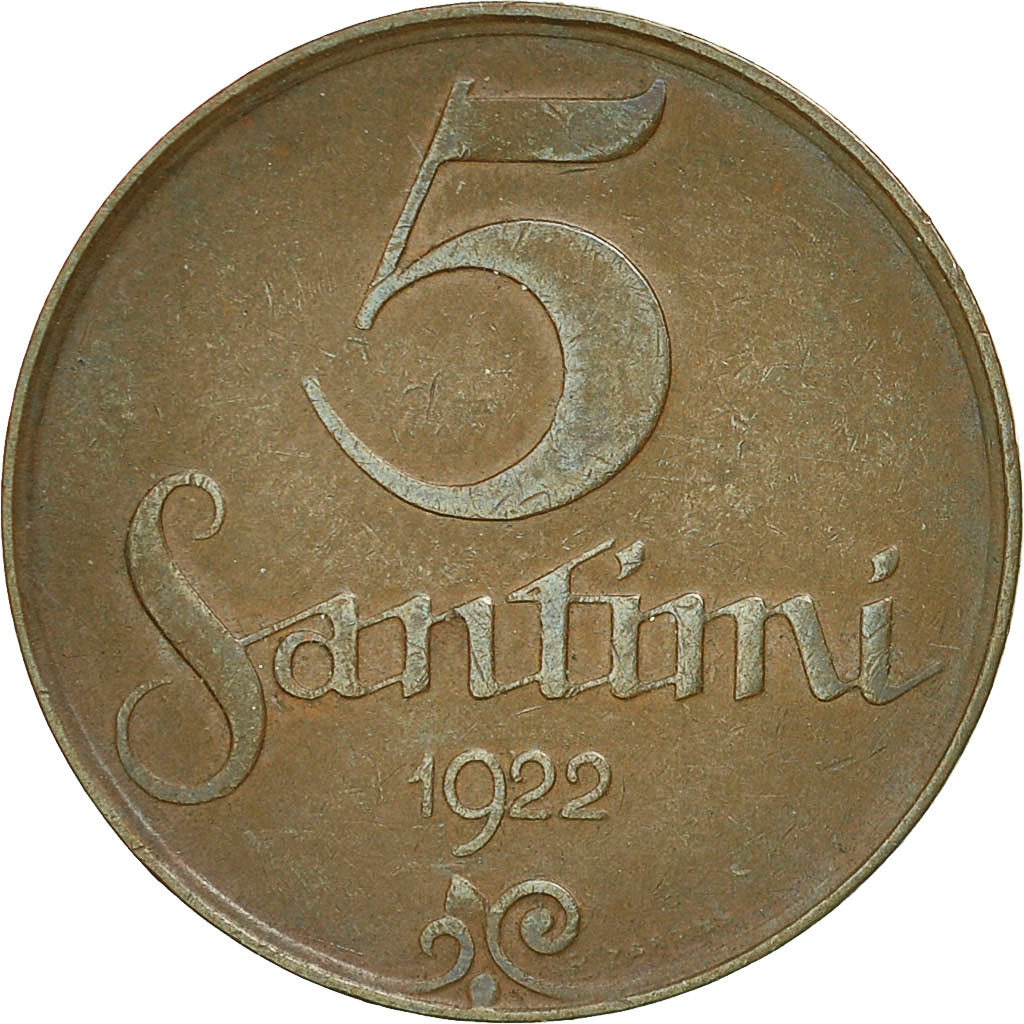 Coin, Latvia, 5 Santimi, 1922, EF(40-45), Bronze, KM:3