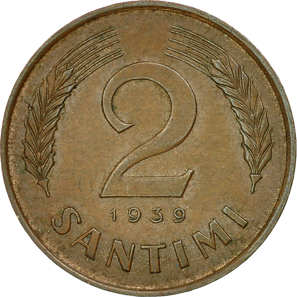 Coin, Latvia, 2 Santimi, 1939, EF(40-45), Bronze, KM:11.2