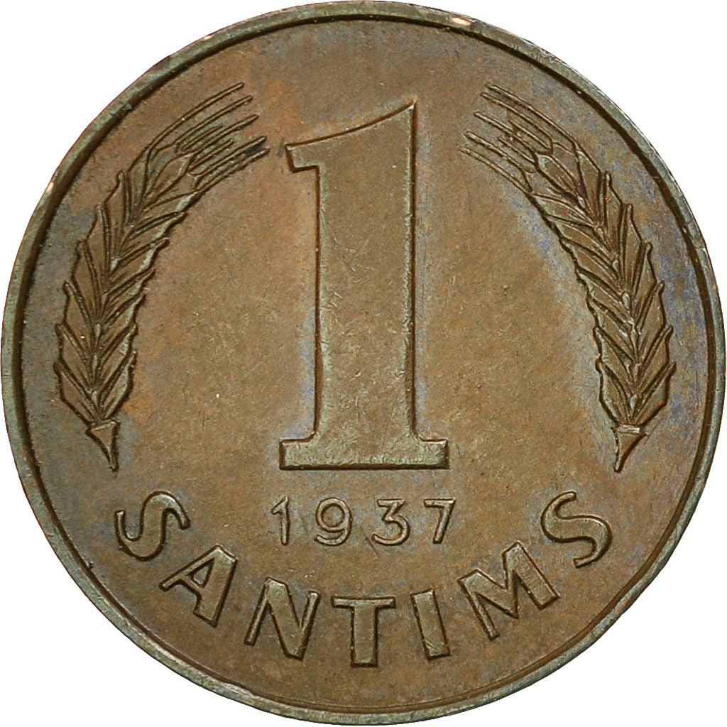 Coin, Latvia, Santims, 1937, EF(40-45), Bronze, KM:10