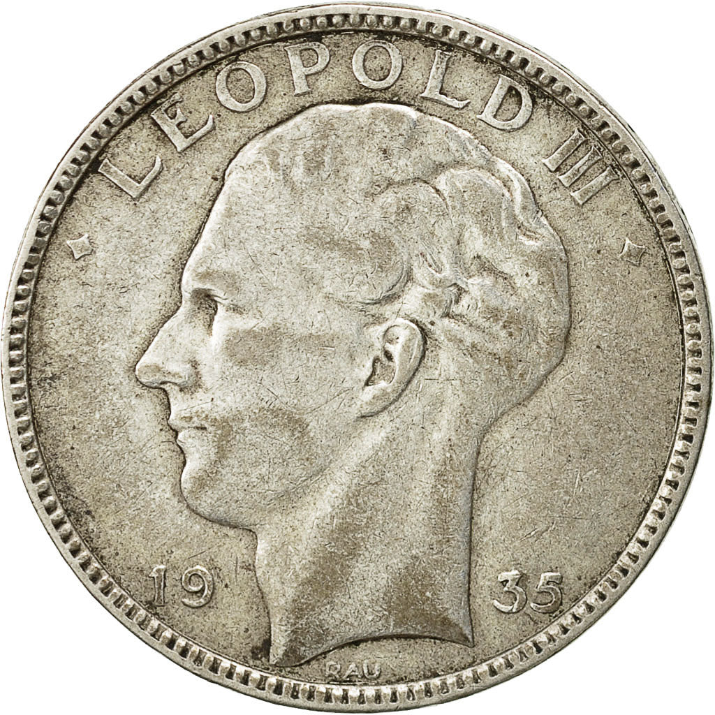 Coin, Belgium, 20 Francs, 20 Frank, 1935, EF(40-45), Silver, KM:105