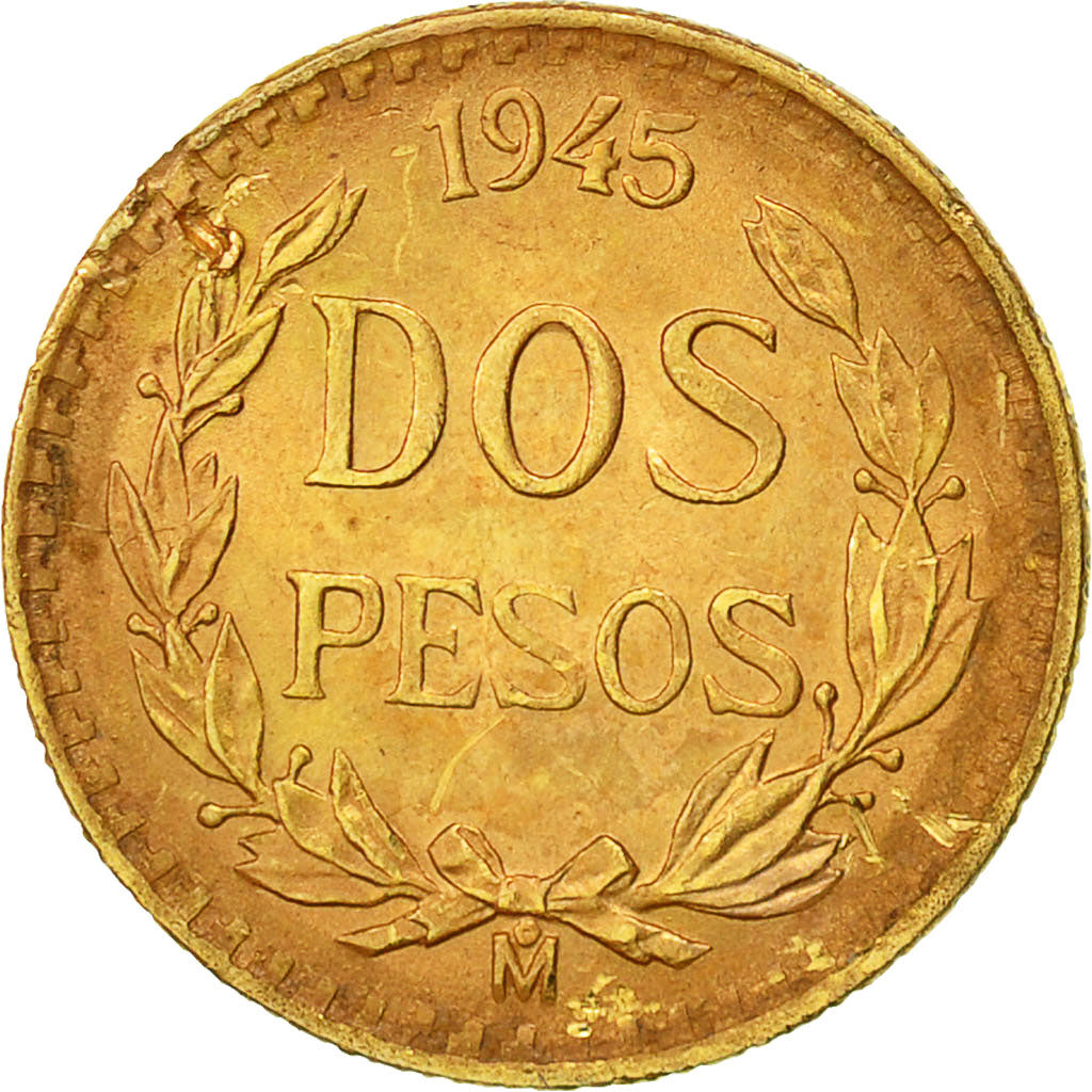 Moneta, Messico, 2 Pesos, 1945, Mexico City, BB, Oro, KM:461