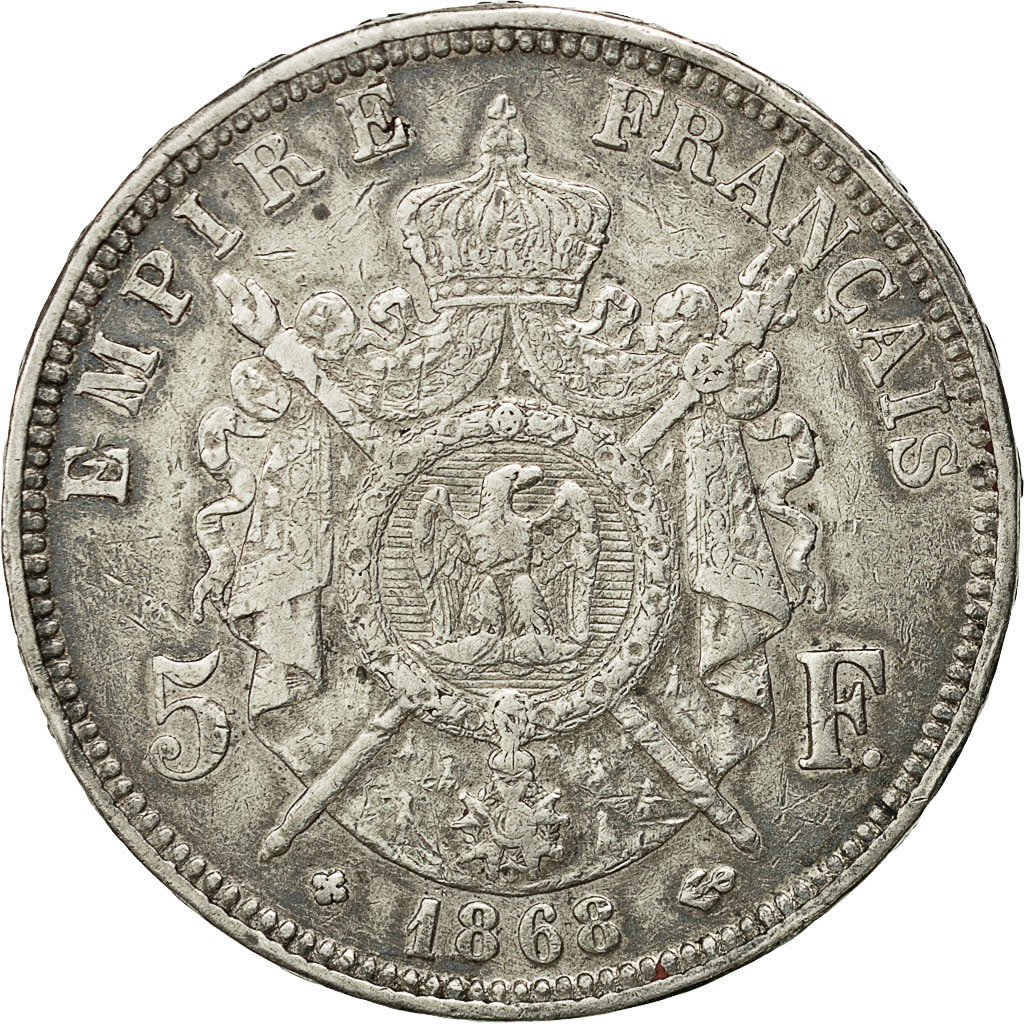 Coin, France, Napoléon III, 5 Francs, 1868, Strasbourg, EF(40-45), Silver