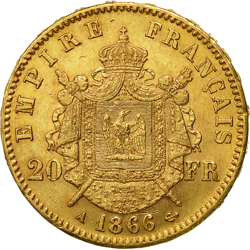 Munten, Frankrijk, Napoleon III, Napoléon III, 20 Francs, 1866, Paris, ZF+