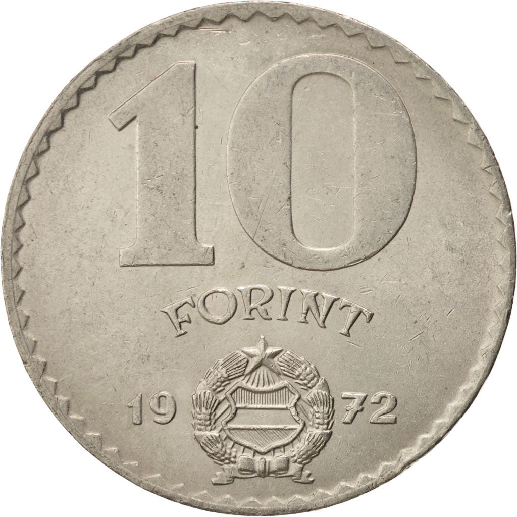 Coin, Hungary, 10 Forint, 1972, Budapest, AU(55-58), Nickel, KM:595