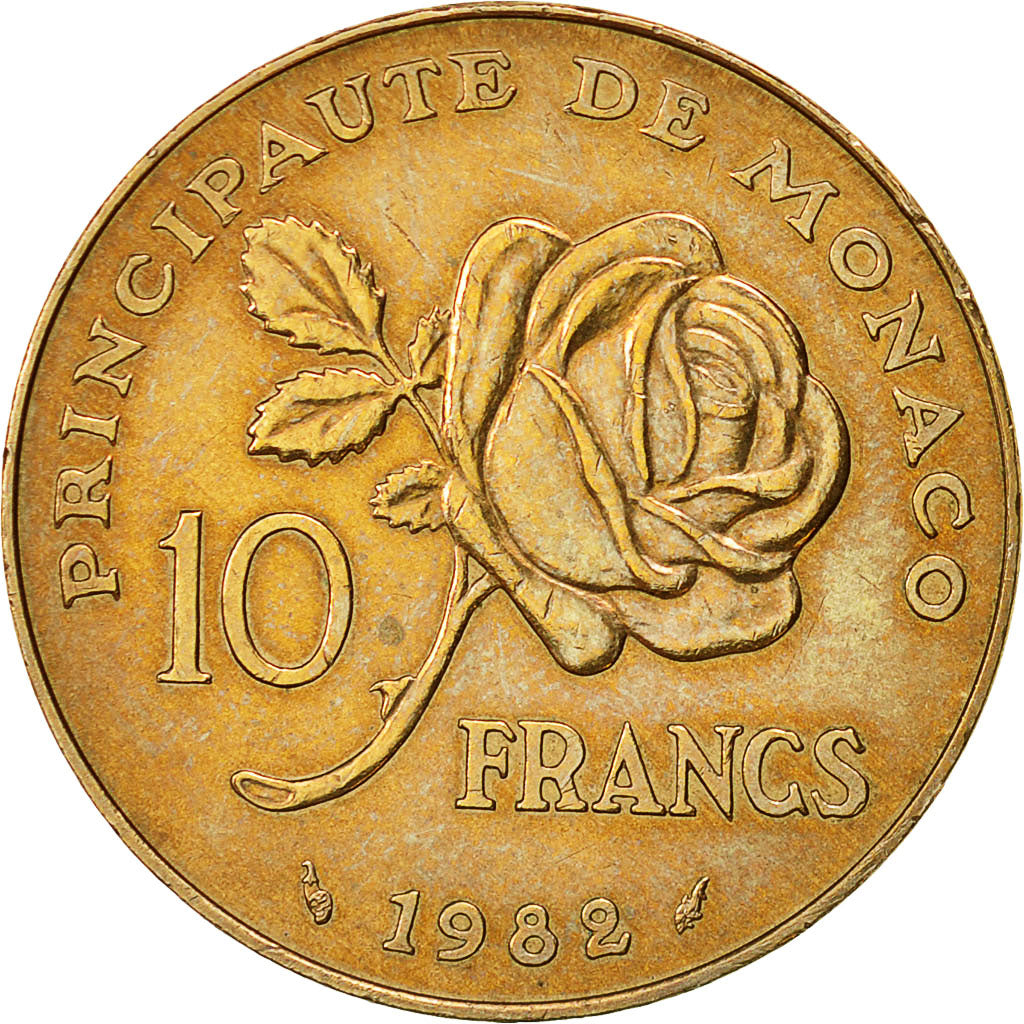 Coin, Monaco, Rainier III, 10 Francs, 1982, AU(55-58), Copper-Nickel-Aluminum