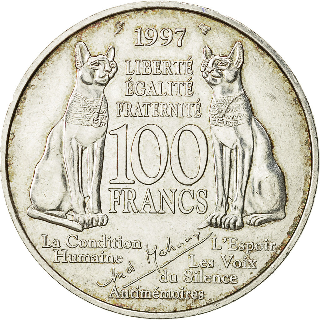 Moneta, Francia, André Malraux, 100 Francs, 1997, BB+, Argento, KM:1188
