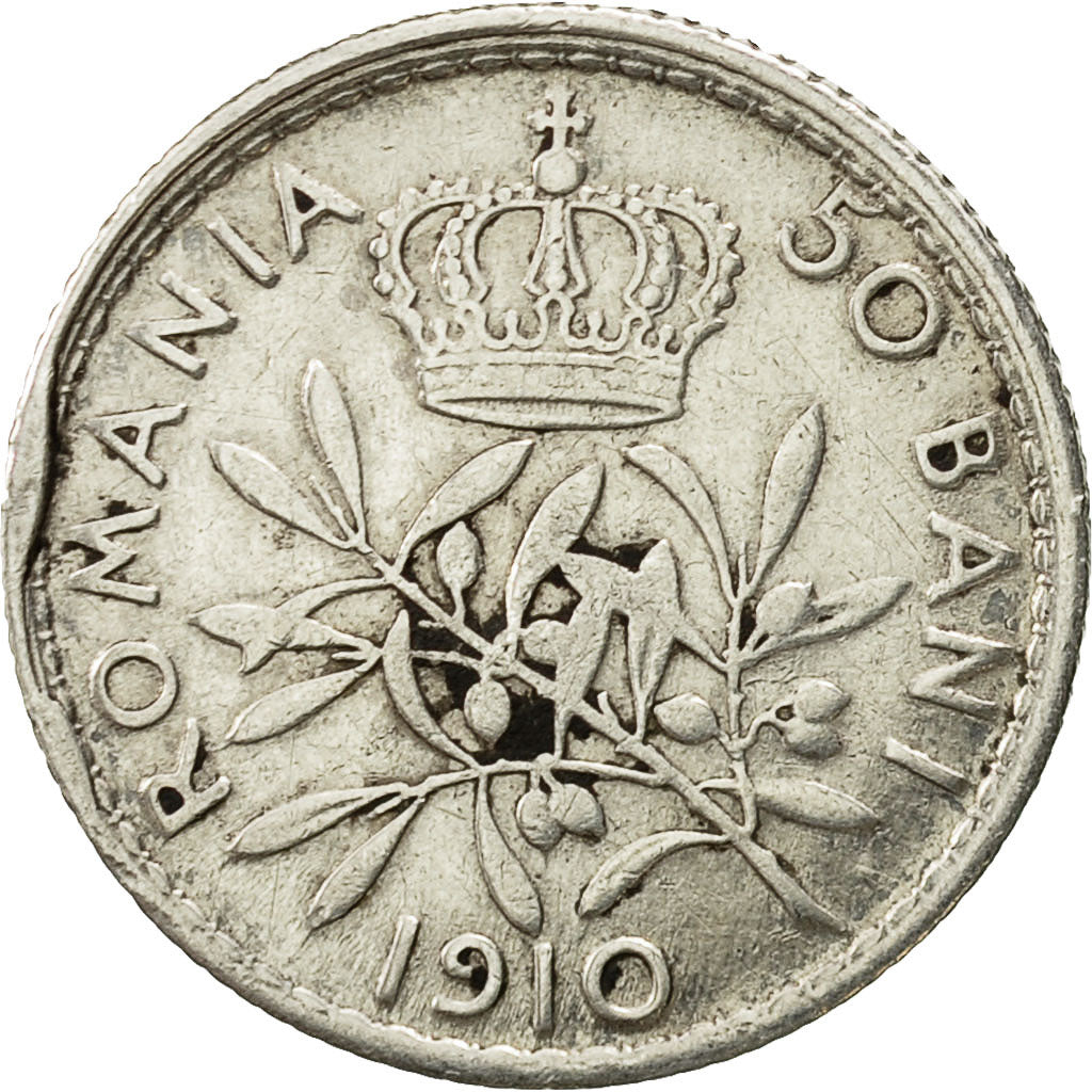 Coin, Romania, Carol I, 50 Bani, 1910, VF(30-35), Silver, KM:41