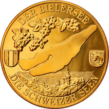 Schweiz, Medaille, Der Bielersee, Die Schweizer Seen, UNZ+, Copper-Nickel Gilt