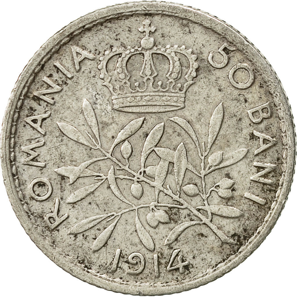Coin, Romania, Carol I, 50 Bani, 1914, VF(30-35), Silver, KM:41
