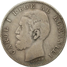 Moneda, Rumanía, Carol I, 50 Bani, 1884, BC+, Plata, KM:21