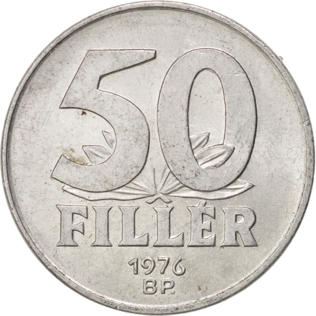 HUNGARY, 50 Filler, 1976, Budapest, KM #574, MS(60-62), Aluminum, 21.5, 1.25