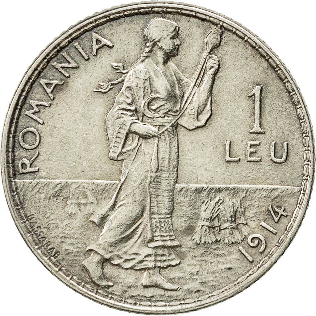 Moneta, Romania, Carol I, Leu, 1914, SPL-, Argento, KM:42