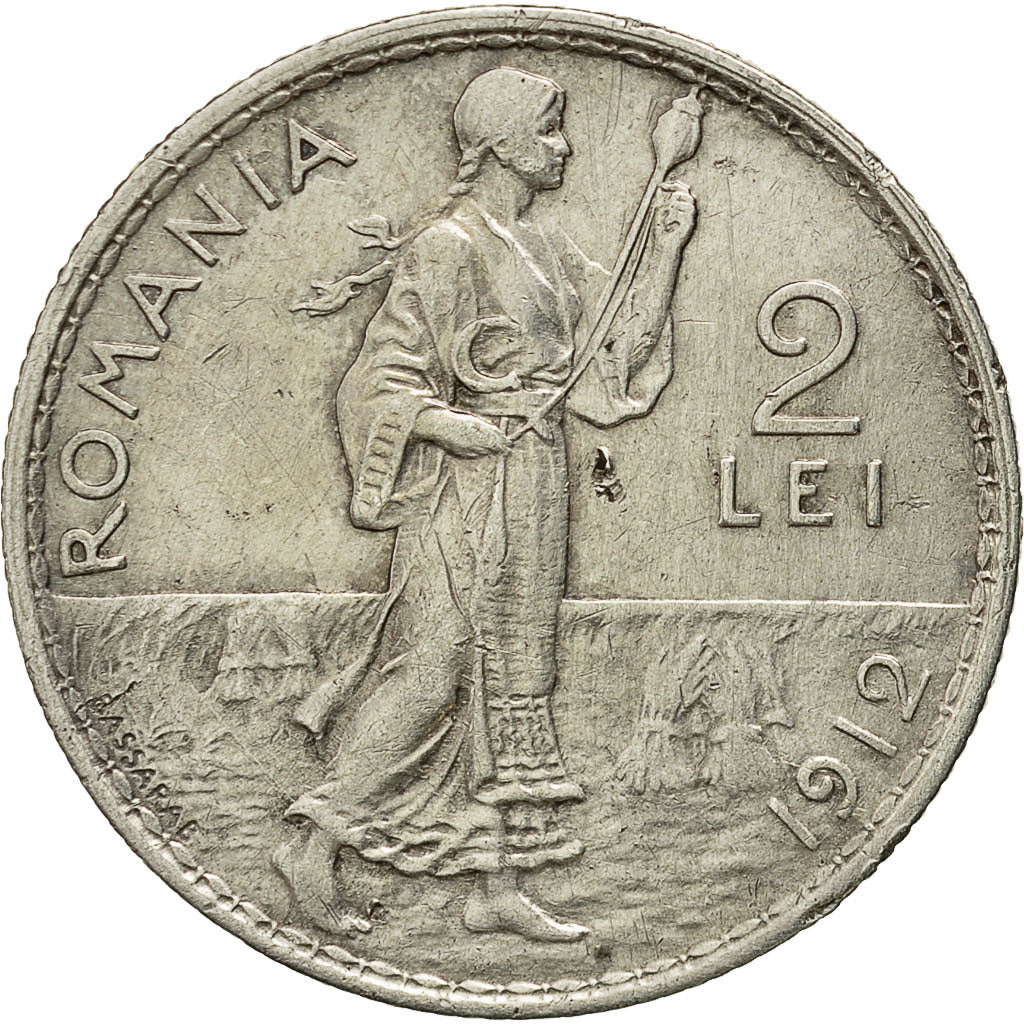 Coin, Romania, Carol I, 2 Lei, 1912, EF(40-45), Silver, KM:43