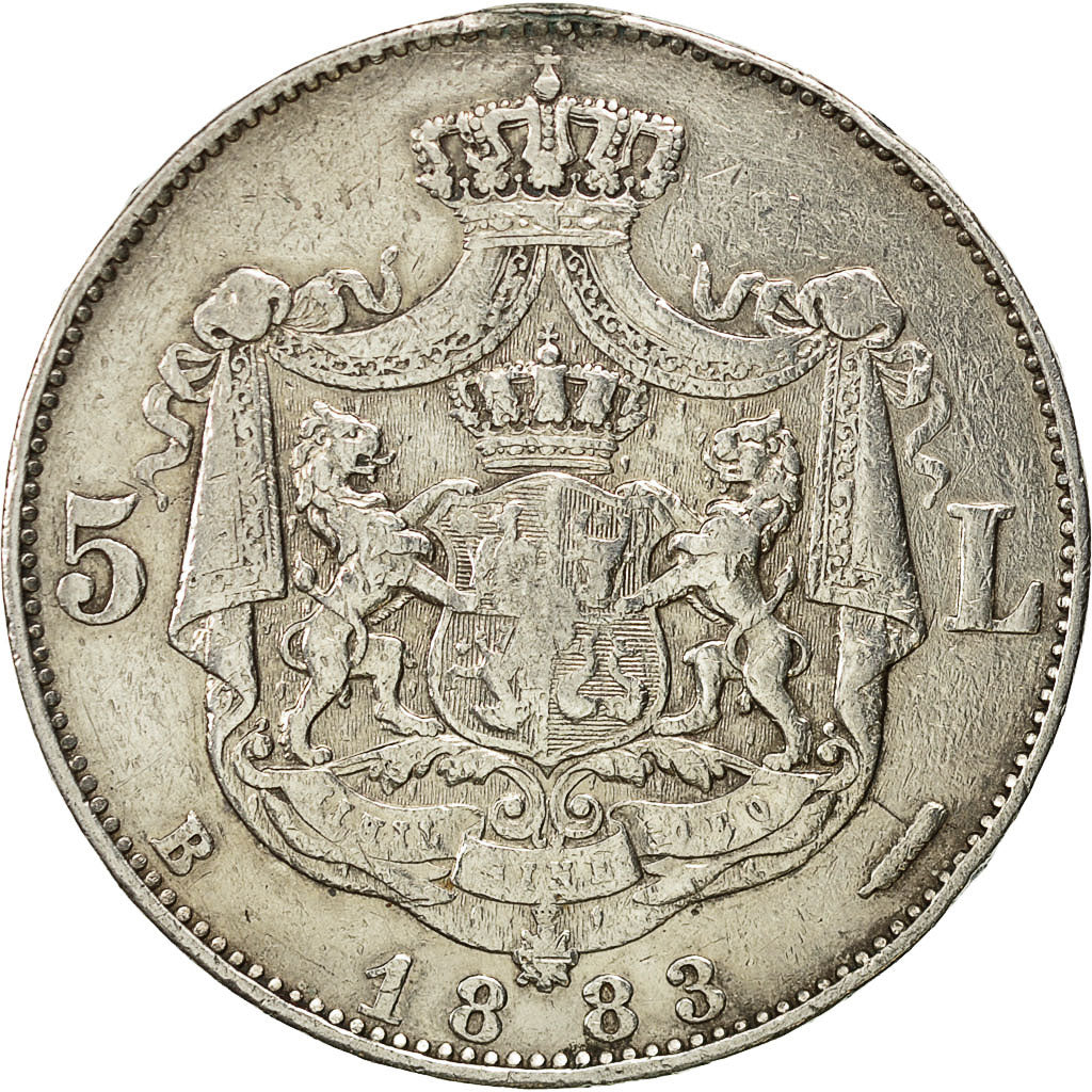 Coin, Romania, Carol I, 5 Lei, 1883, VF(30-35), Silver, KM:17.1