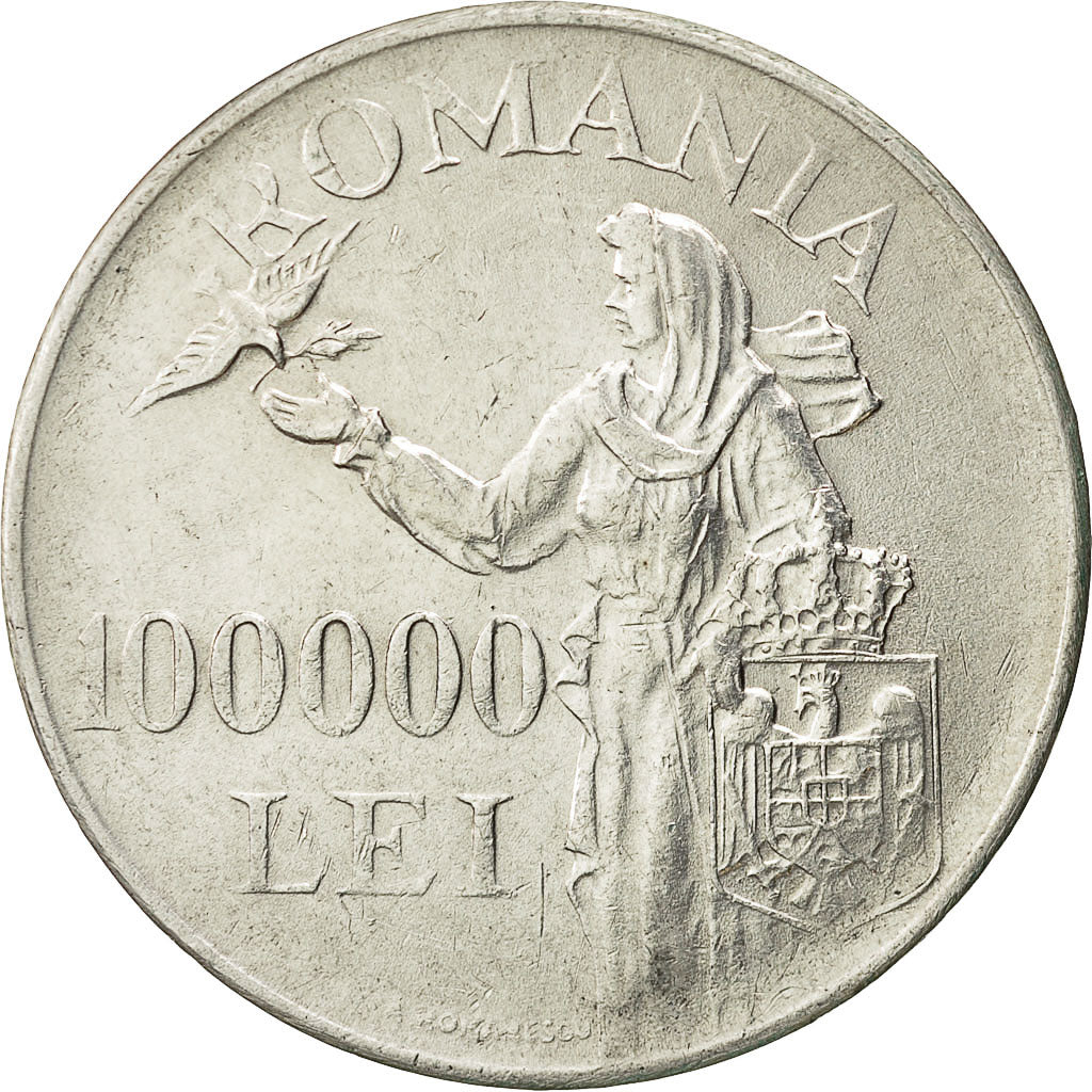 Münze, Rumänien, Mihai I, 100000 Lei, 1946, SS+, Silber, KM:71
