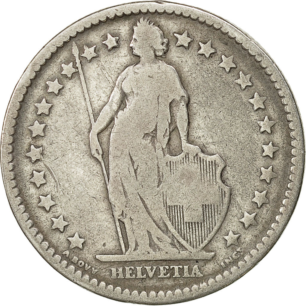 Münze, Schweiz, 2 Francs, 1875, Bern, S, Silber, KM:21