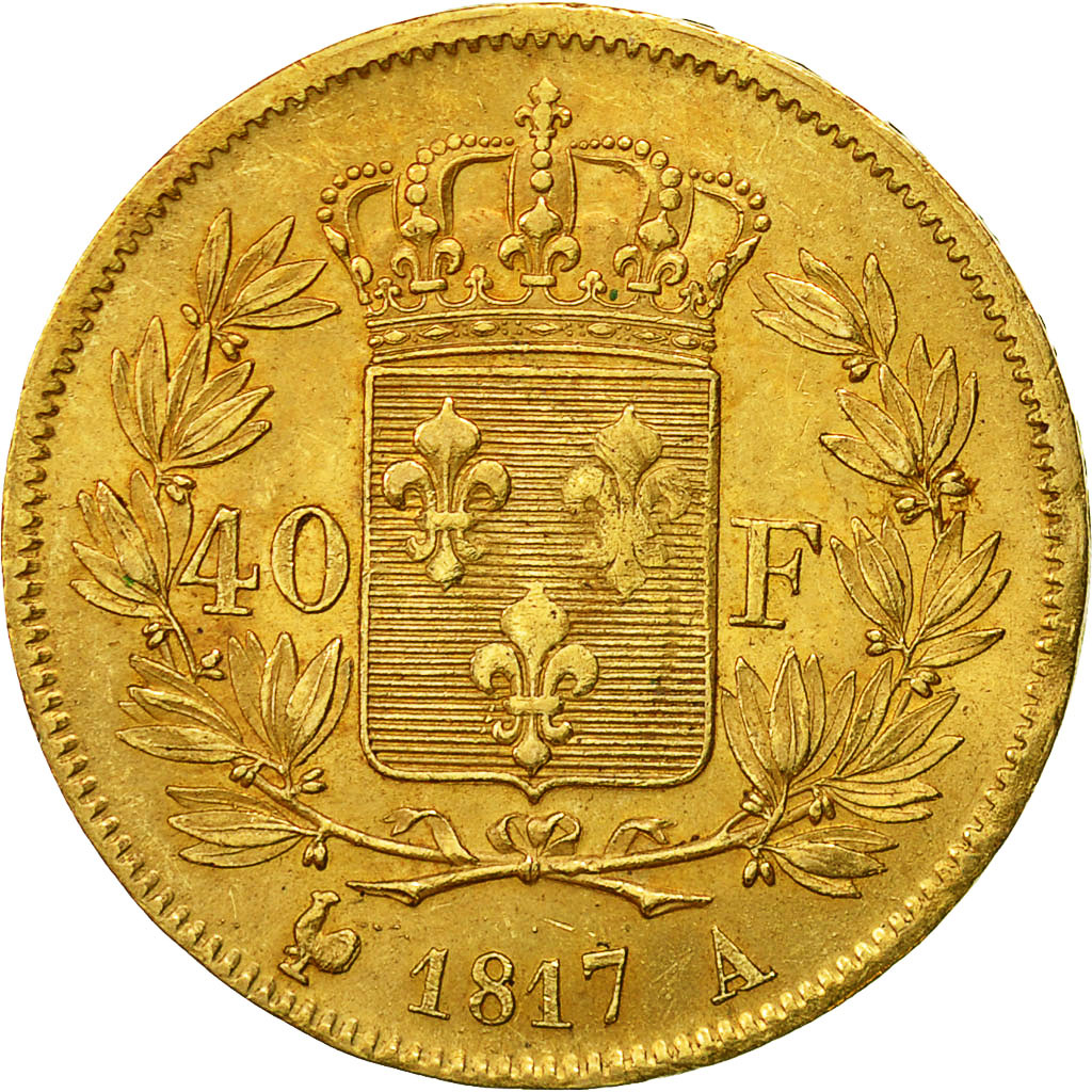 Coin, France, Louis XVIII, Louis XVIII, 40 Francs, 1817, Paris, AU(50-53), Gold