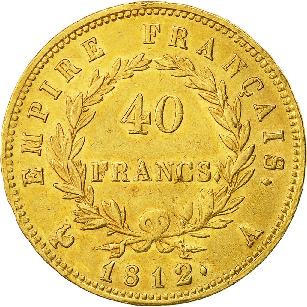Coin, France, Napoléon I, 40 Francs, 1812, Paris, AU(50-53), Gold, KM:696.1
