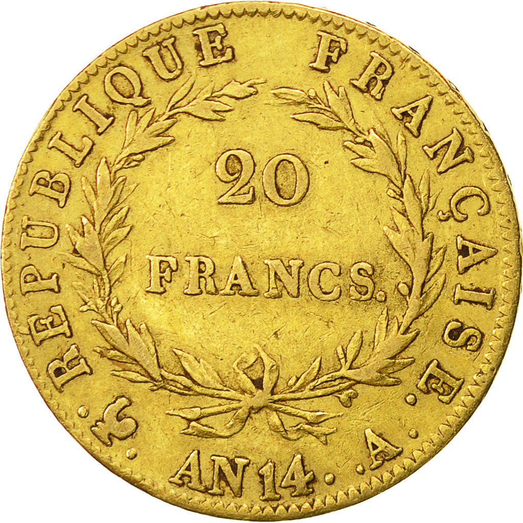 Munten, Frankrijk, Napoléon I, 20 Francs, 1805, Paris, FR+, Goud, KM:663.1