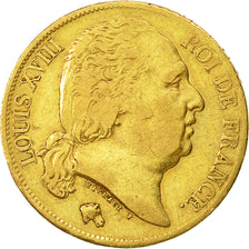 Monnaie, France, Louis XVIII, Louis XVIII, 20 Francs, 1818, Paris, TB+, Or