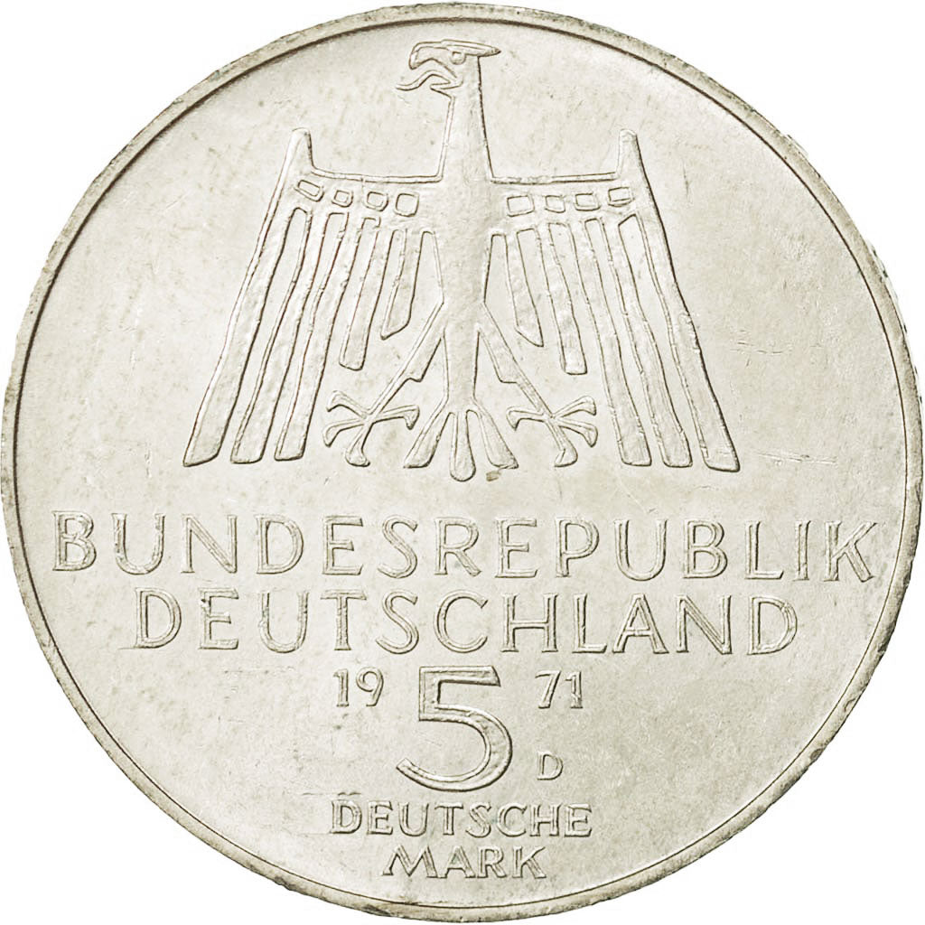 Coin, GERMANY - FEDERAL REPUBLIC, 5 Mark, 1971, Munich, Germany, MS(63), Silver