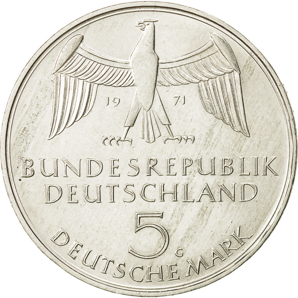 Coin, GERMANY - FEDERAL REPUBLIC, 5 Mark, 1971, Karlsruhe, Germany, MS(63)