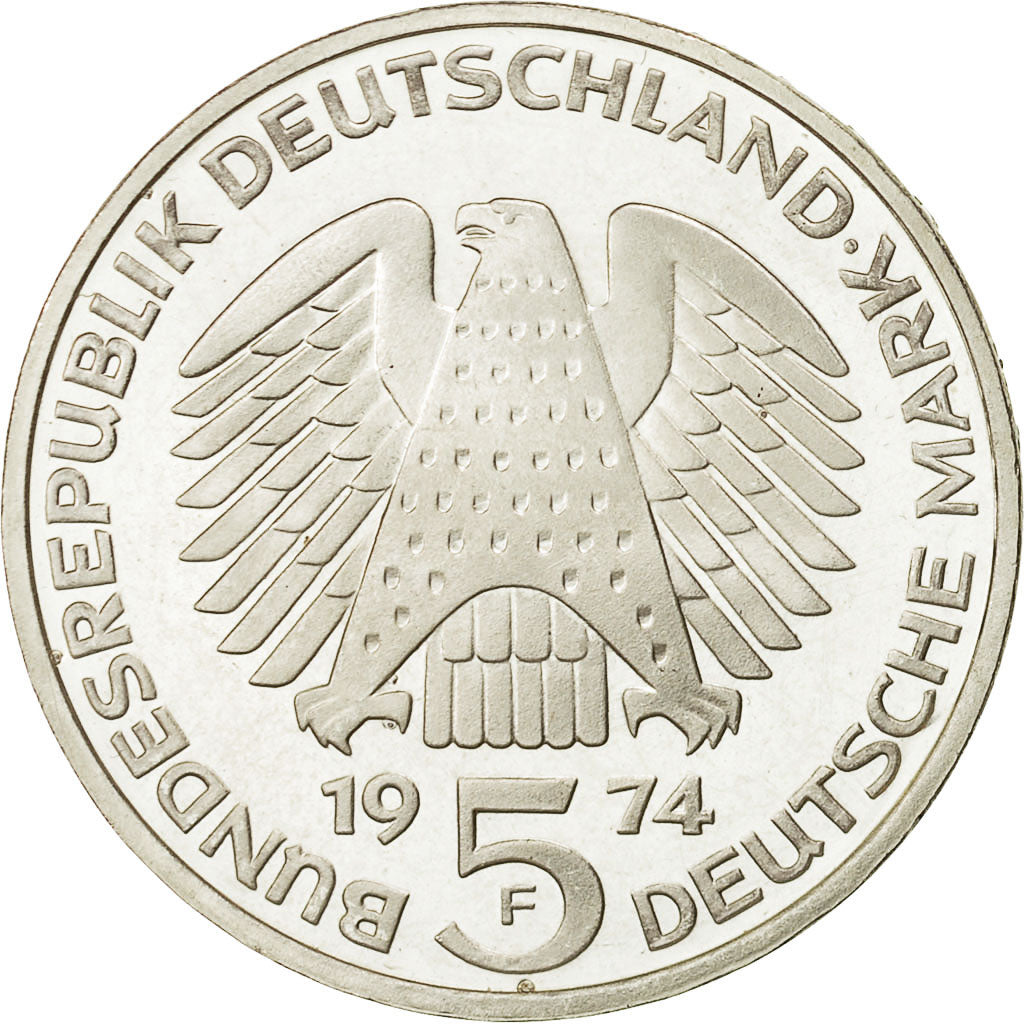 Coin, GERMANY - FEDERAL REPUBLIC, 5 Mark, 1974, Stuttgart, Germany, MS(63)