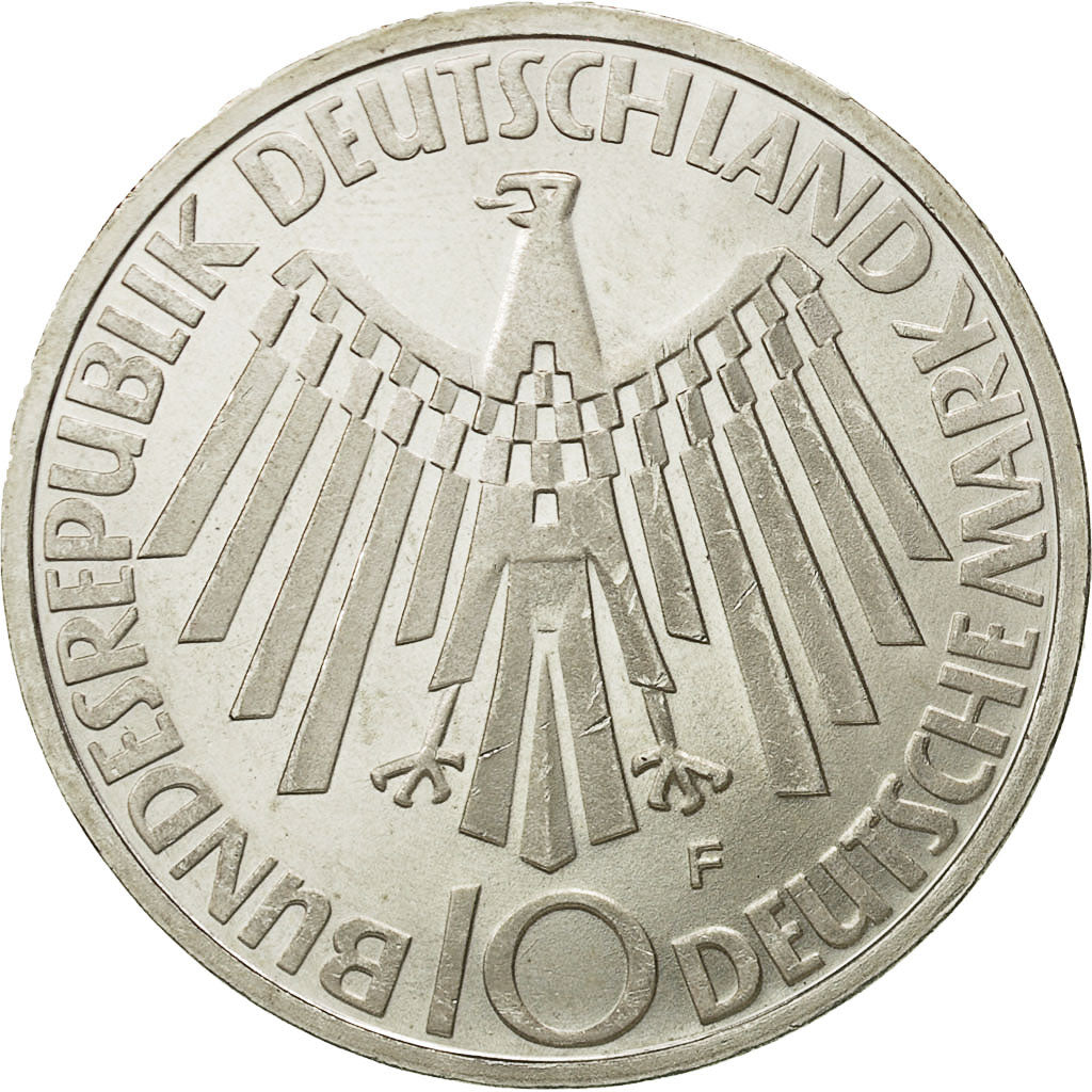Coin, GERMANY - FEDERAL REPUBLIC, 10 Mark, 1972, Stuttgart, MS(63), Silver