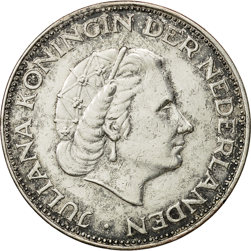Coin, Netherlands, Juliana, 2-1/2 Gulden, 1960, VF(30-35), Silver, KM:185