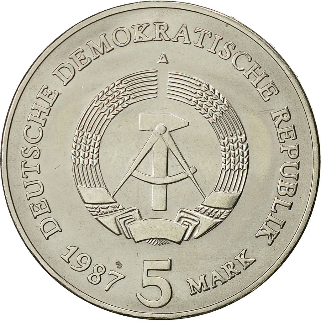 Coin, GERMAN-DEMOCRATIC REPUBLIC, 5 Mark, 1987, Berlin, MS(60-62), Copper-nickel