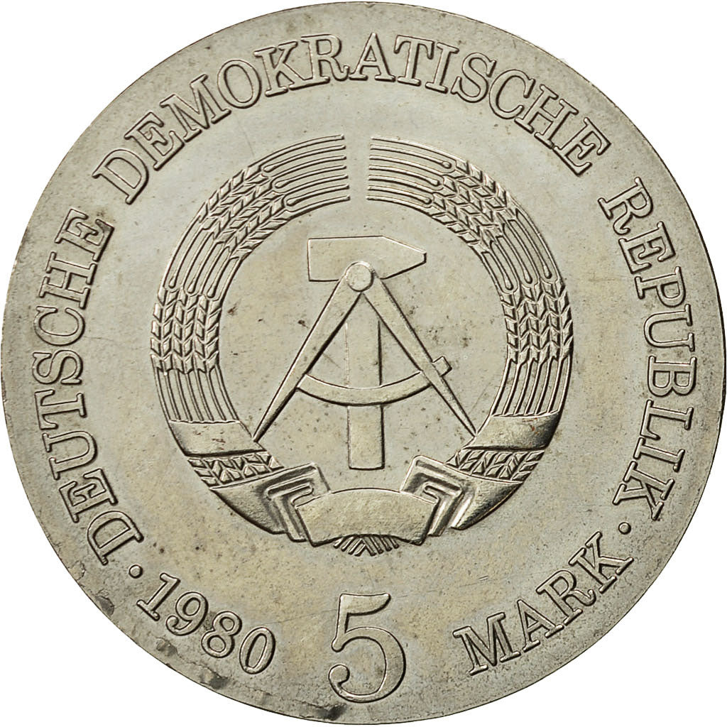 Coin, GERMAN-DEMOCRATIC REPUBLIC, 5 Mark, 1980, MS(60-62), Copper-nickel, KM:76