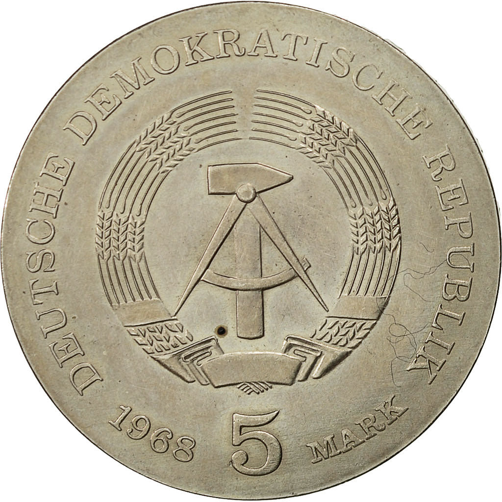 Coin, GERMAN-DEMOCRATIC REPUBLIC, 5 Mark, 1968, MS(60-62), Copper-nickel