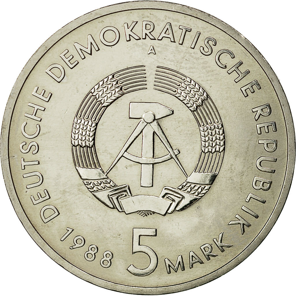 Coin, GERMAN-DEMOCRATIC REPUBLIC, 5 Mark, 1988, Berlin, MS(60-62)