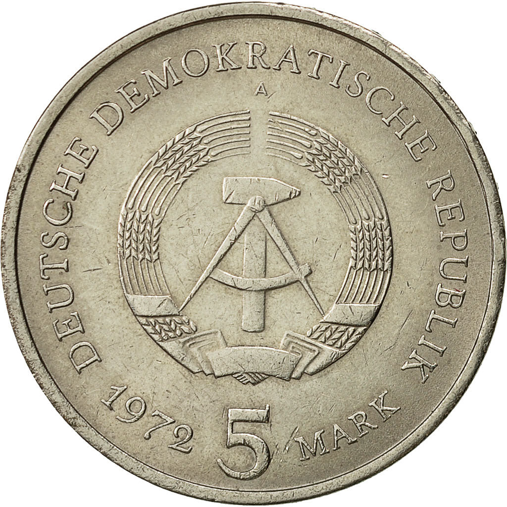 Coin, GERMAN-DEMOCRATIC REPUBLIC, 5 Mark, 1972, Berlin, AU(55-58)