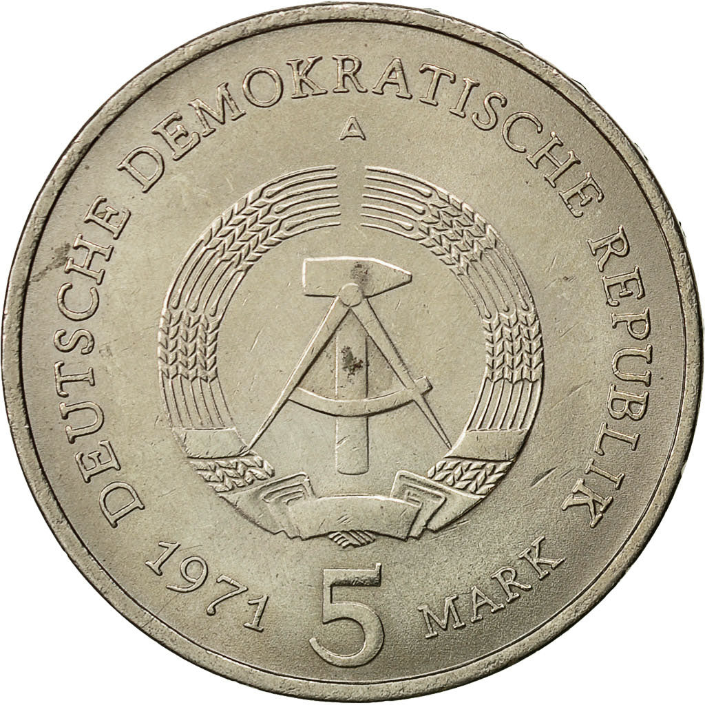 Moneta, REPUBBLICA DEMOCRATICA TEDESCA, 5 Mark, 1971, Berlin, SPL-, Rame-nichel