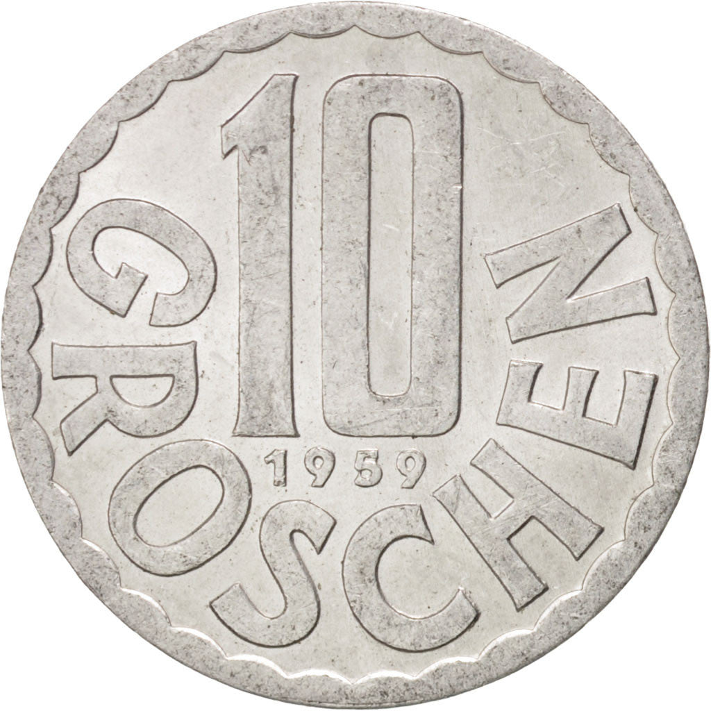 Coin, Austria, 10 Groschen, 1959, MS(60-62), Aluminum, KM:2878