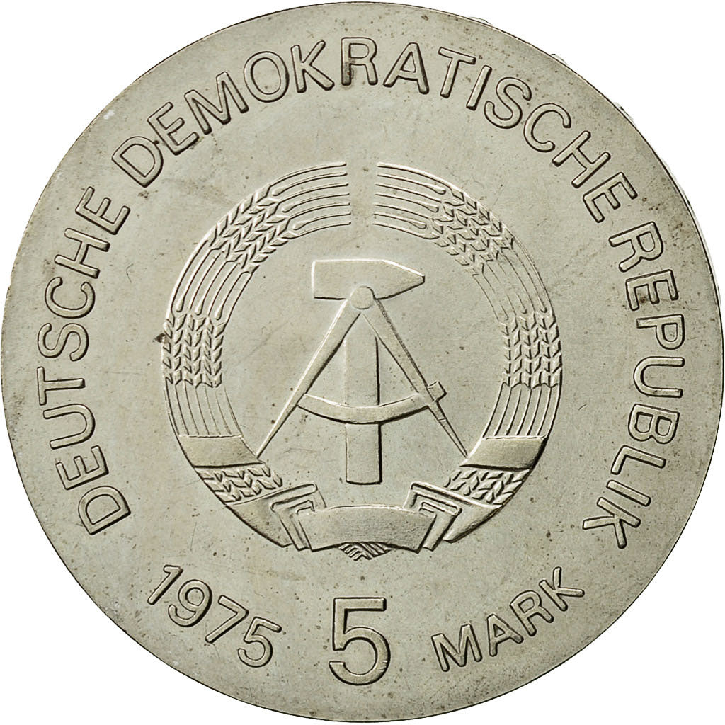 Moneta, REPUBBLICA DEMOCRATICA TEDESCA, 5 Mark, 1975, SPL-, Rame-nichel, KM:55