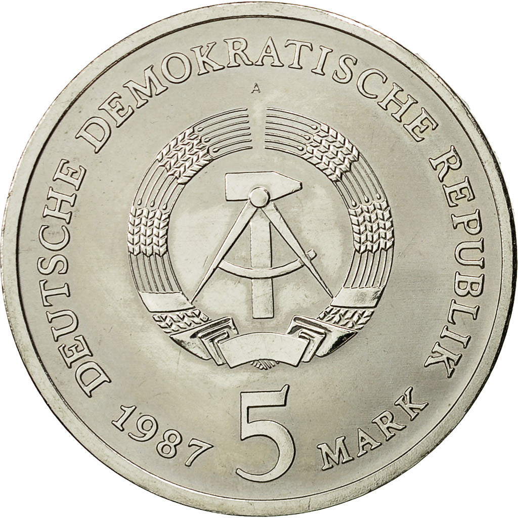 Coin, GERMAN-DEMOCRATIC REPUBLIC, 5 Mark, 1987, Berlin, MS(60-62)
