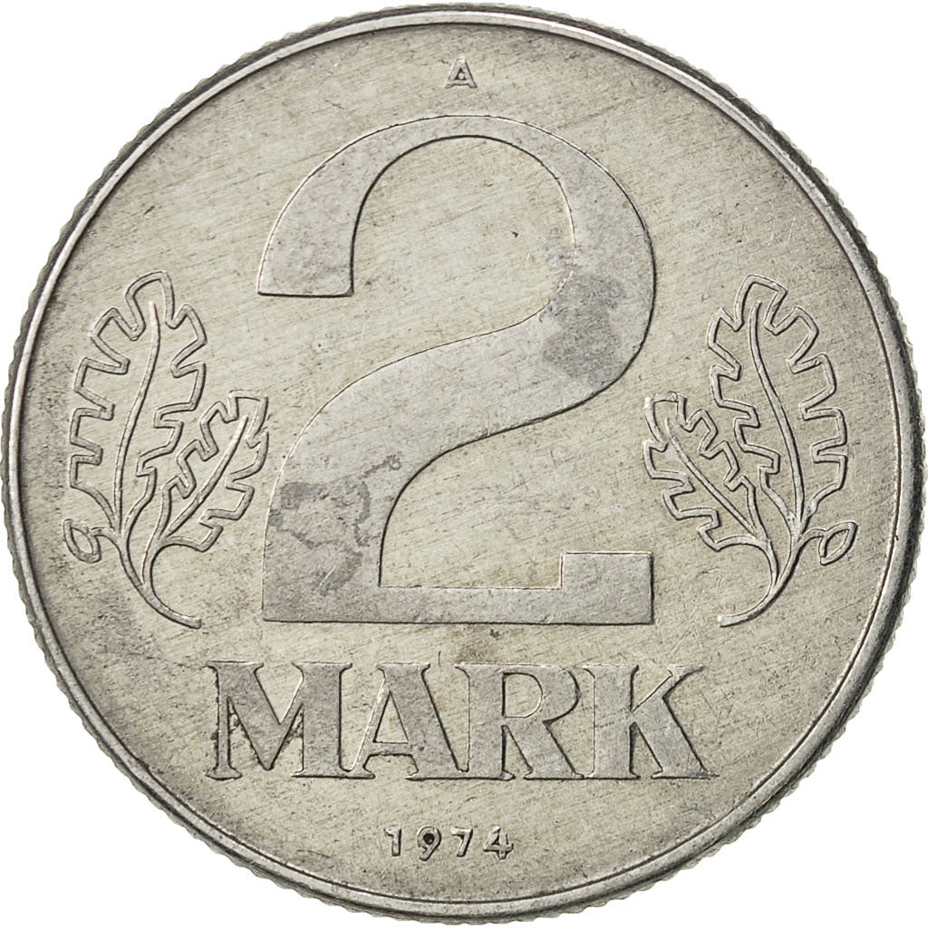 Coin, GERMAN-DEMOCRATIC REPUBLIC, 2 Mark, 1974, Berlin, AU(50-53), Aluminum