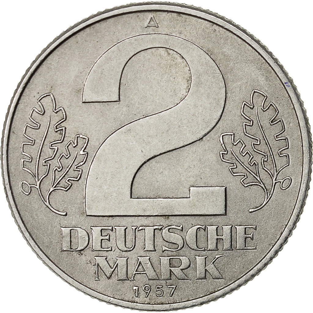 Coin, GERMAN-DEMOCRATIC REPUBLIC, 2 Mark, 1957, Berlin, AU(50-53), Aluminum
