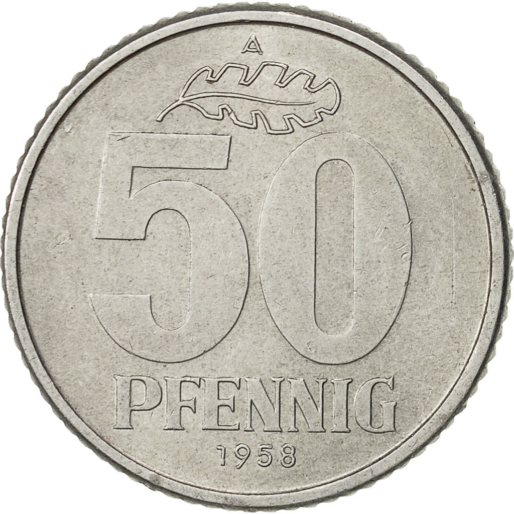 Coin, GERMAN-DEMOCRATIC REPUBLIC, 50 Pfennig, 1958, Berlin, AU(50-53), Aluminum