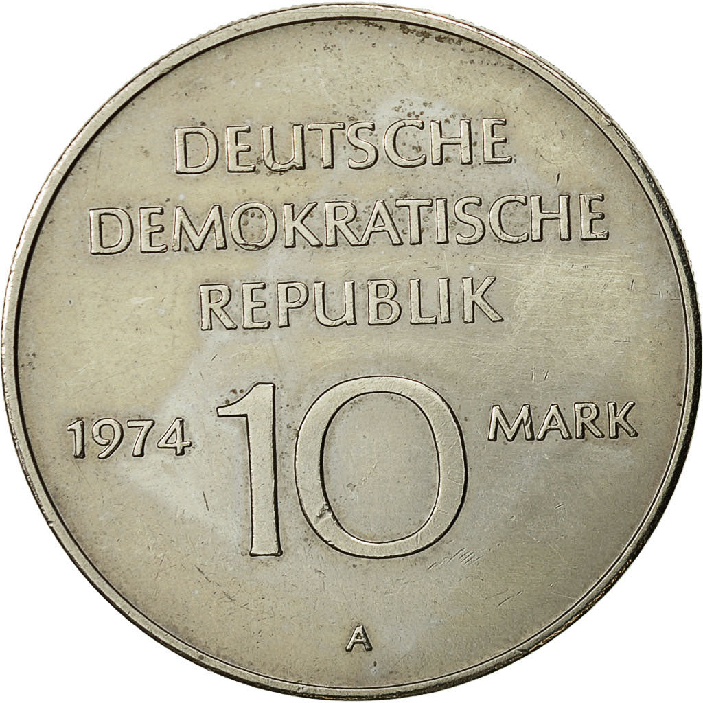 Coin, GERMAN-DEMOCRATIC REPUBLIC, 10 Mark, 1974, Berlin, AU(55-58)