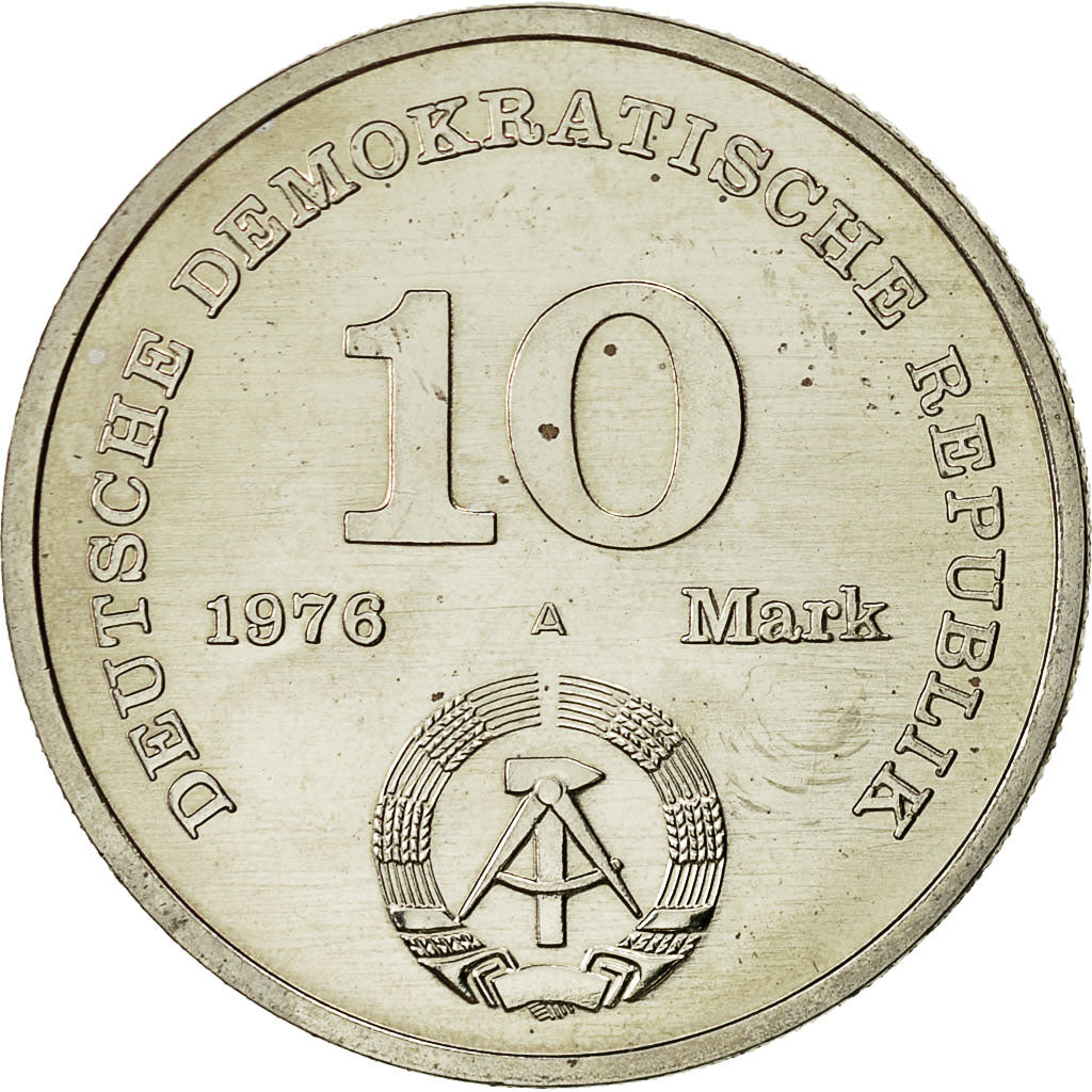 Coin, GERMAN-DEMOCRATIC REPUBLIC, 10 Mark, 1976, Berlin, AU(55-58)
