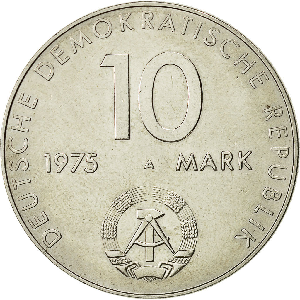 Coin, GERMAN-DEMOCRATIC REPUBLIC, 10 Mark, 1975, Berlin, AU(55-58)
