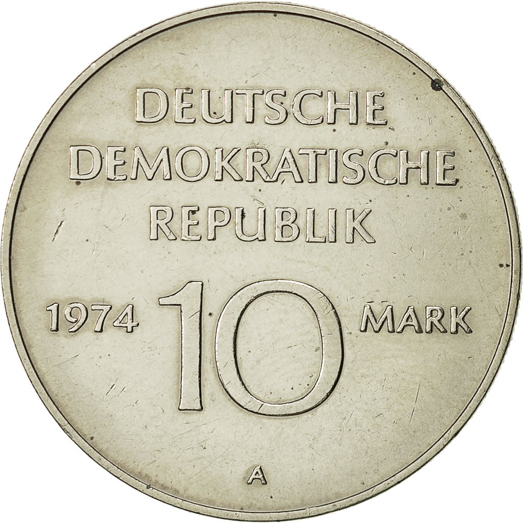 Coin, GERMAN-DEMOCRATIC REPUBLIC, 10 Mark, 1974, Berlin, AU(55-58)