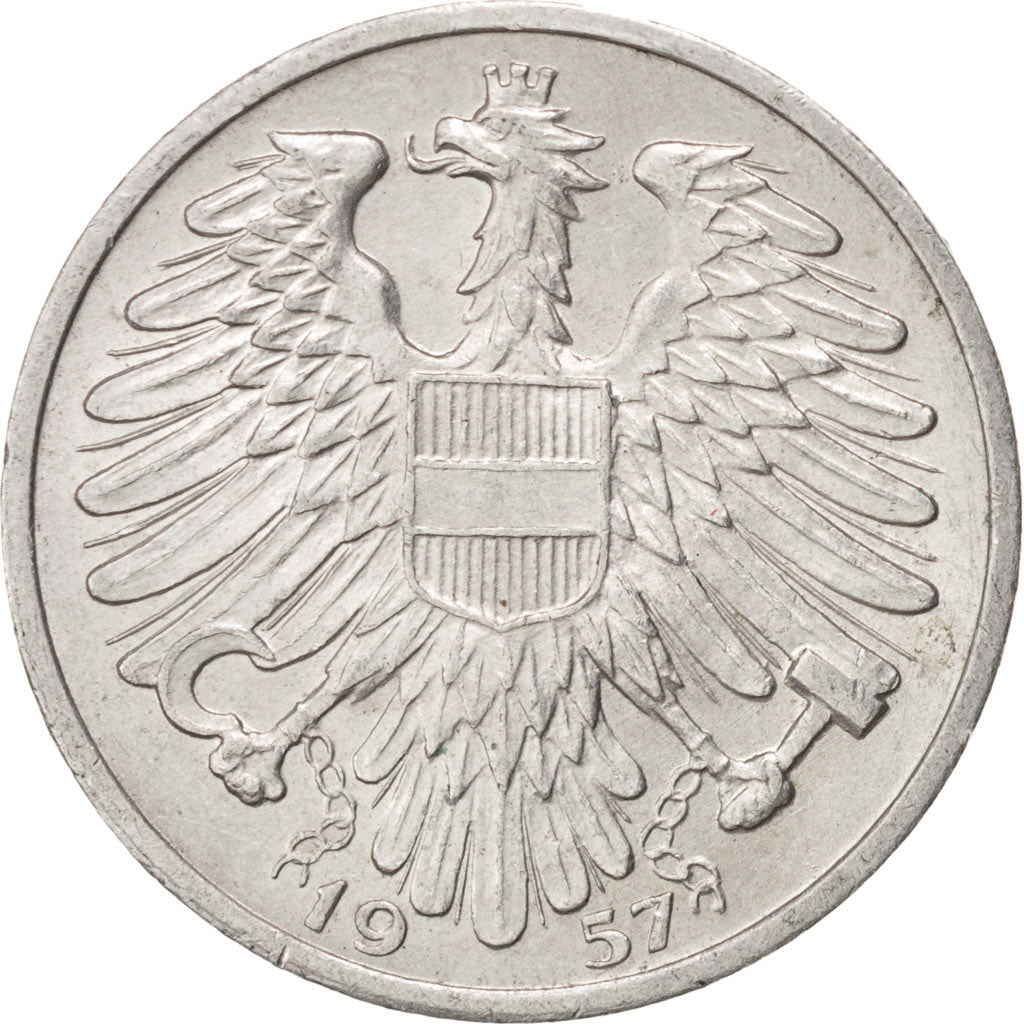 AUSTRIA, Schilling, 1957, KM #2871, MS(60-62), Aluminum, 25, 1.98